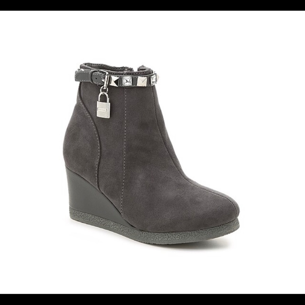 Michael Kors Gray Cara Key Wedge Booties 4
